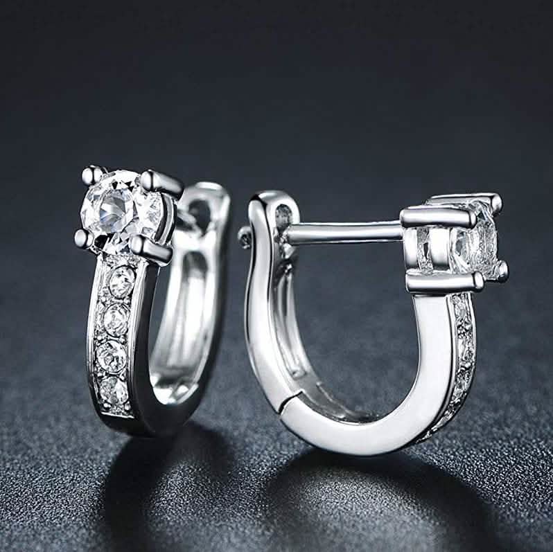 White Gold Plated Swarovski Elements Crystal Huggie Jewelry - DailySale