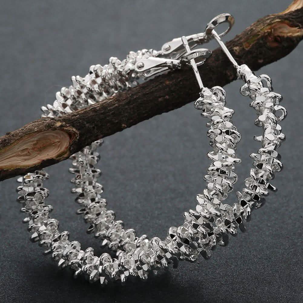 White Gold Roc Hoop Dangle Earrings Jewelry - DailySale