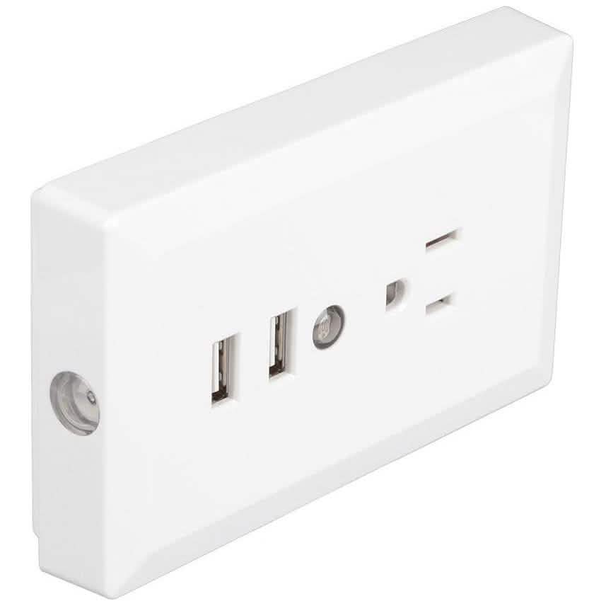 White Light Sensor Dual USB Wall Outlet Gadgets & Accessories - DailySale