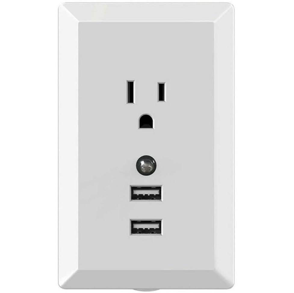White Light Sensor Dual USB Wall Outlet Gadgets & Accessories - DailySale