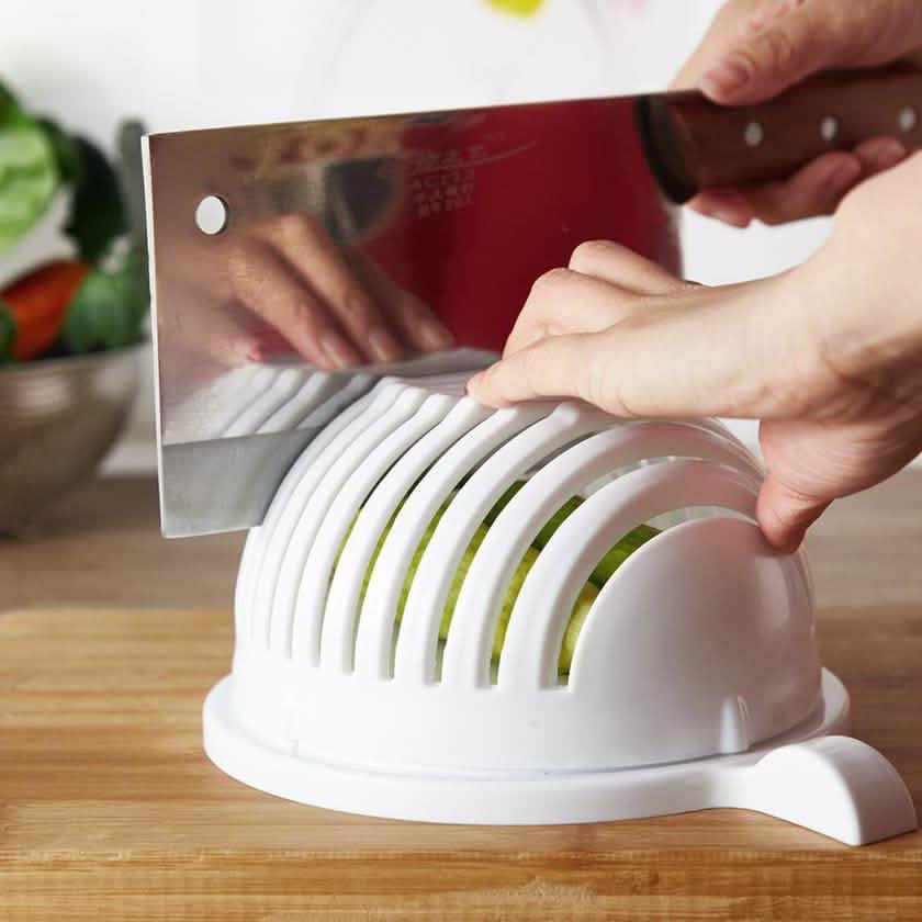White Salad Cutter Bowl Kitchen Essentials - DailySale