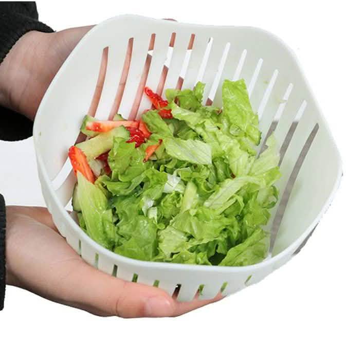 White Salad Cutter Bowl Kitchen Essentials - DailySale