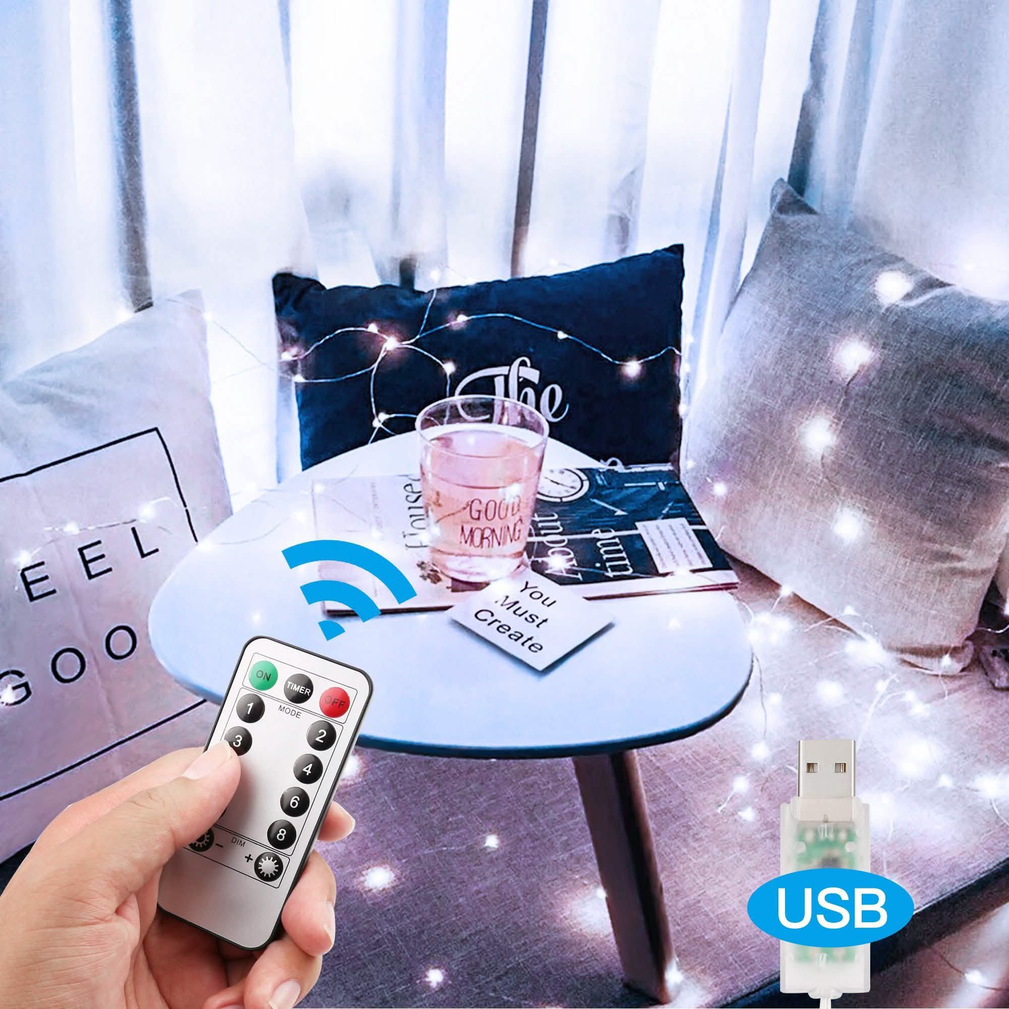 White USB Remote Control 3x3M 300LED String Lights Waterproof Lighting & Decor - DailySale