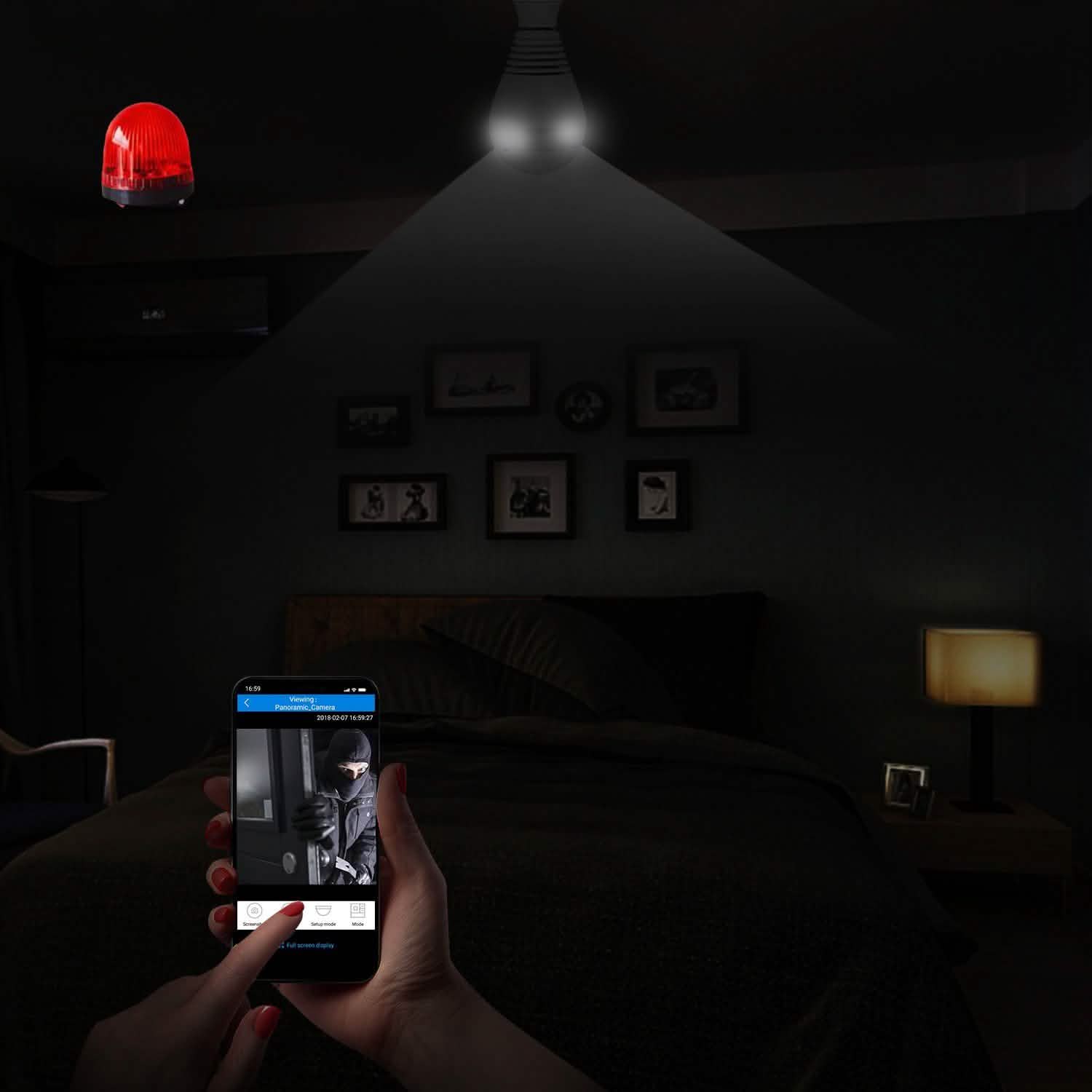 WiFi Light Bulb Camera 960P Security Camera 360° Camera, TV & Video - DailySale