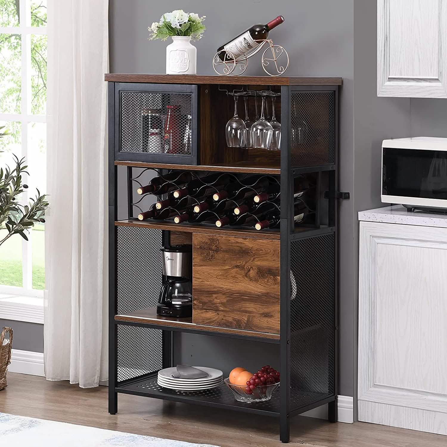 Wine Bar Cabinet for Liquor and Glasses Furniture & Decor - DailySale
