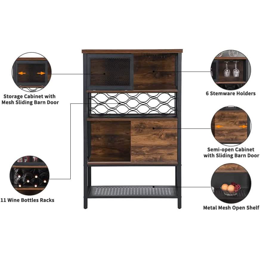 Wine Bar Cabinet for Liquor and Glasses Furniture & Decor - DailySale
