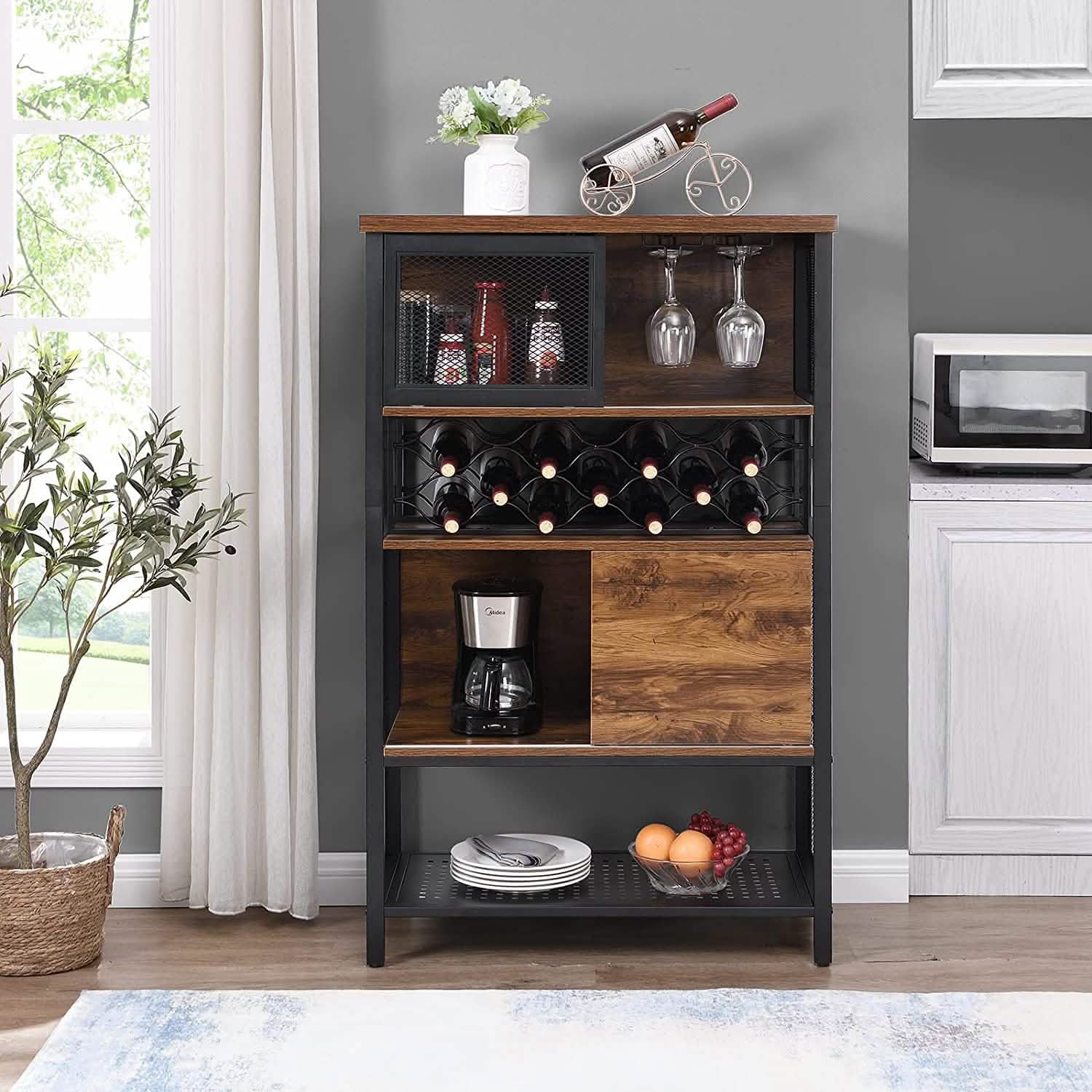 Wine Bar Cabinet for Liquor and Glasses Furniture & Decor - DailySale