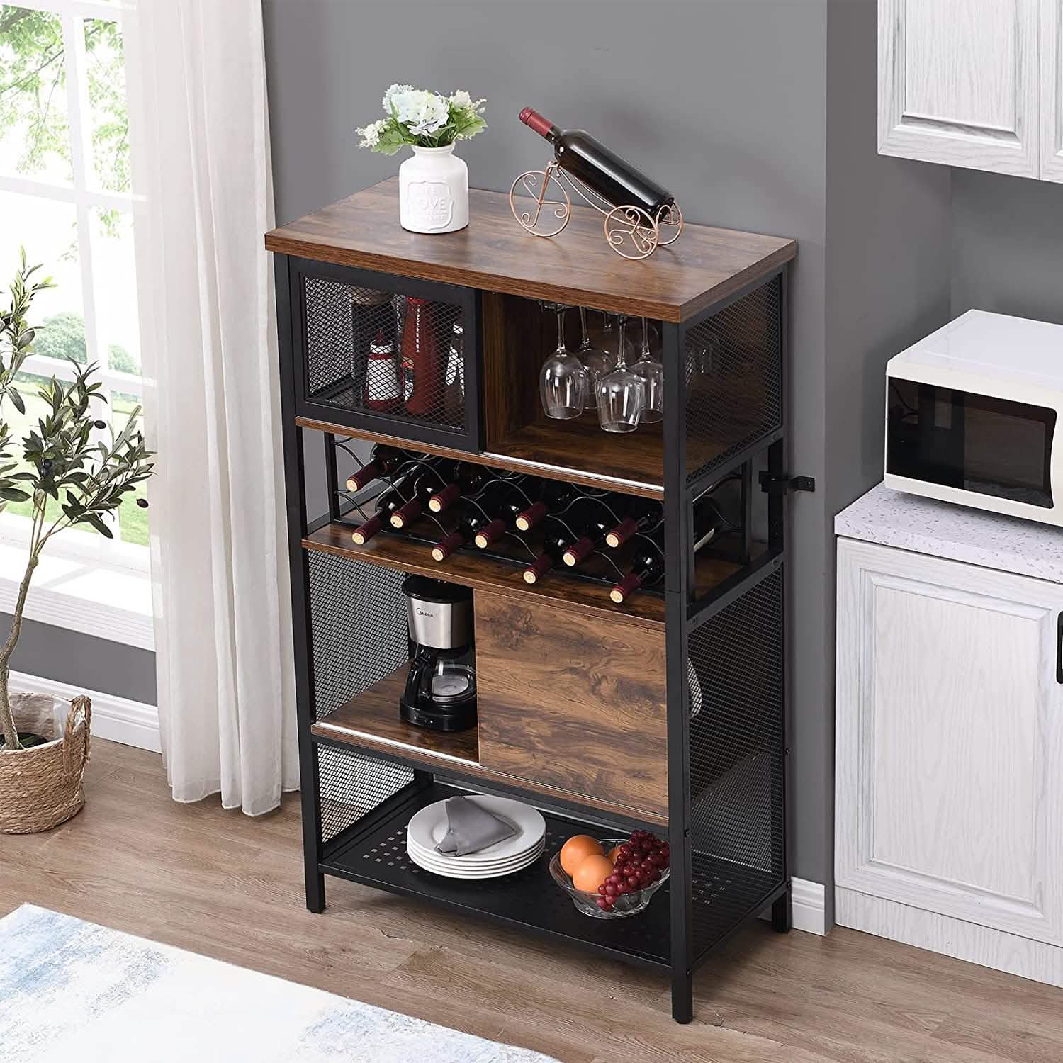 Wine Bar Cabinet for Liquor and Glasses Furniture & Decor - DailySale