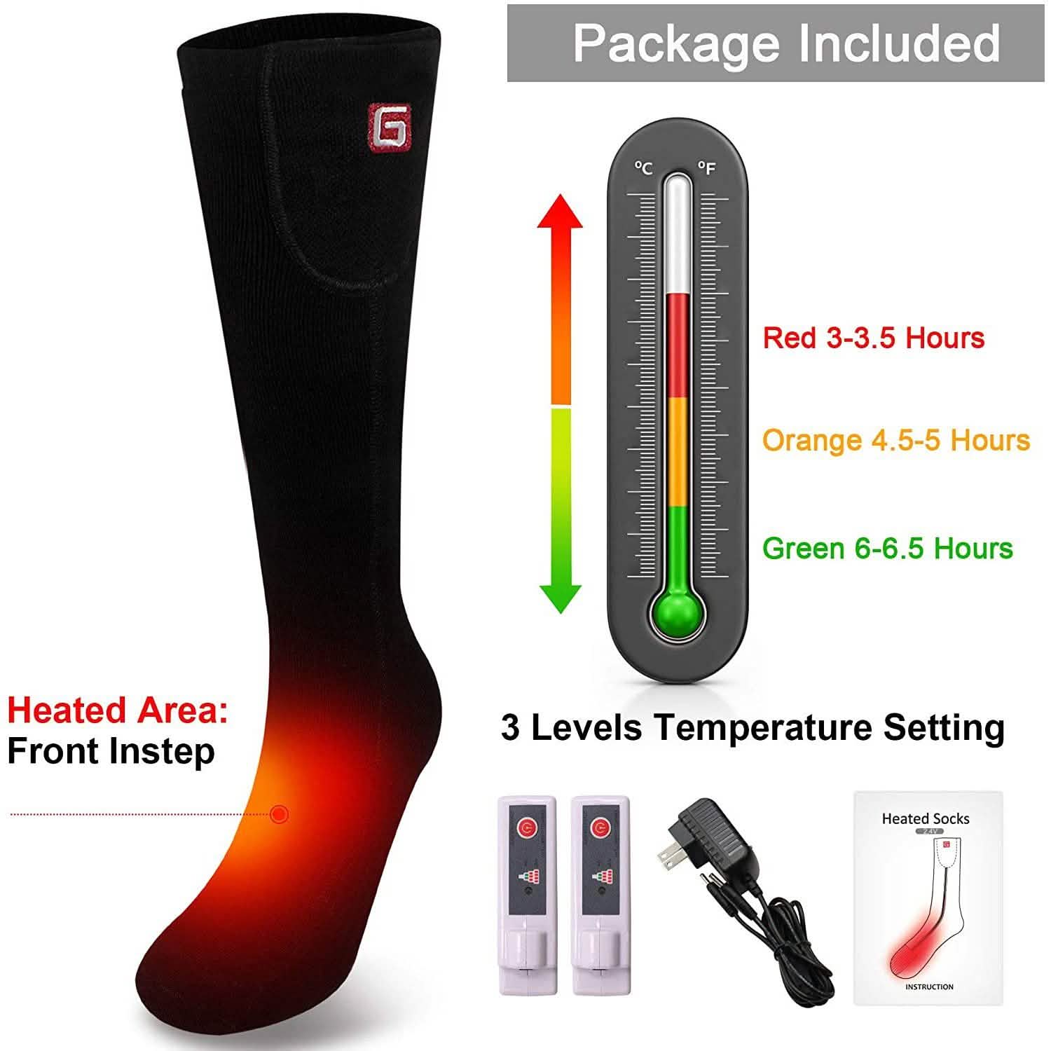 Winter Heating Socks Men and Women Electric Battery Heating Socks Set Sports & Outdoors - DailySale