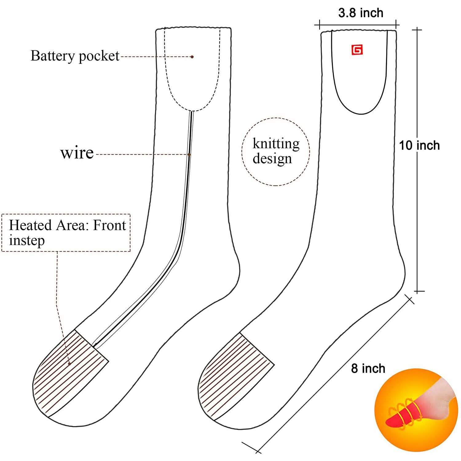 Winter Heating Socks Men and Women Electric Battery Heating Socks Set Sports & Outdoors - DailySale