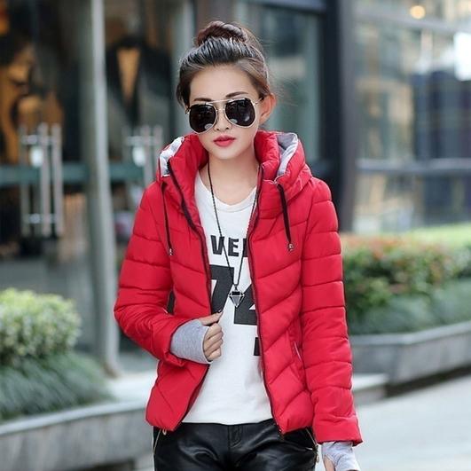 Winter Jacket Women Parka Thick Winter Outerwear Women's Clothing Red M - DailySale