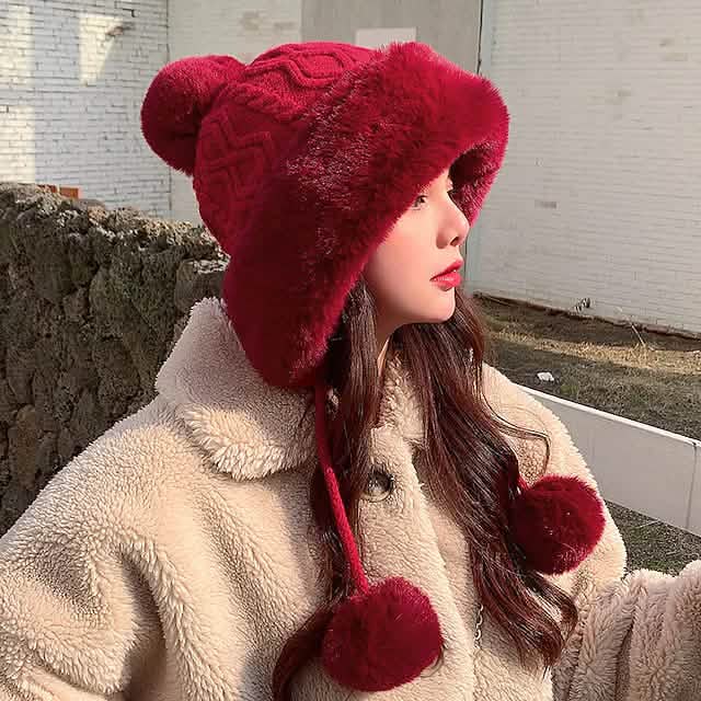 Winter Outdoor Portable Breathable Soft Comfortable Beanie Hat Women's Shoes & Accessories Wine Red - DailySale