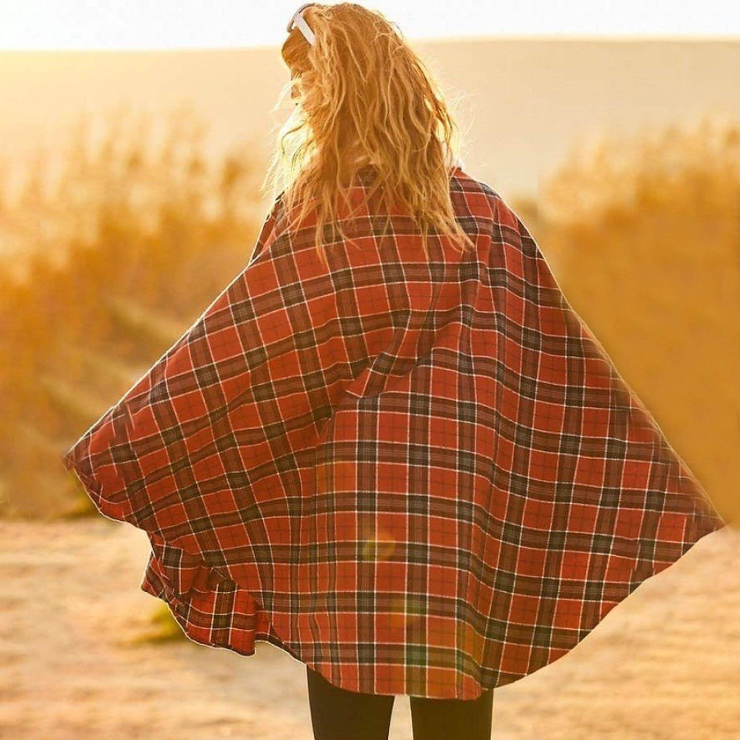 Winter Pocket Plaid Poncho Women's Outerwear - DailySale