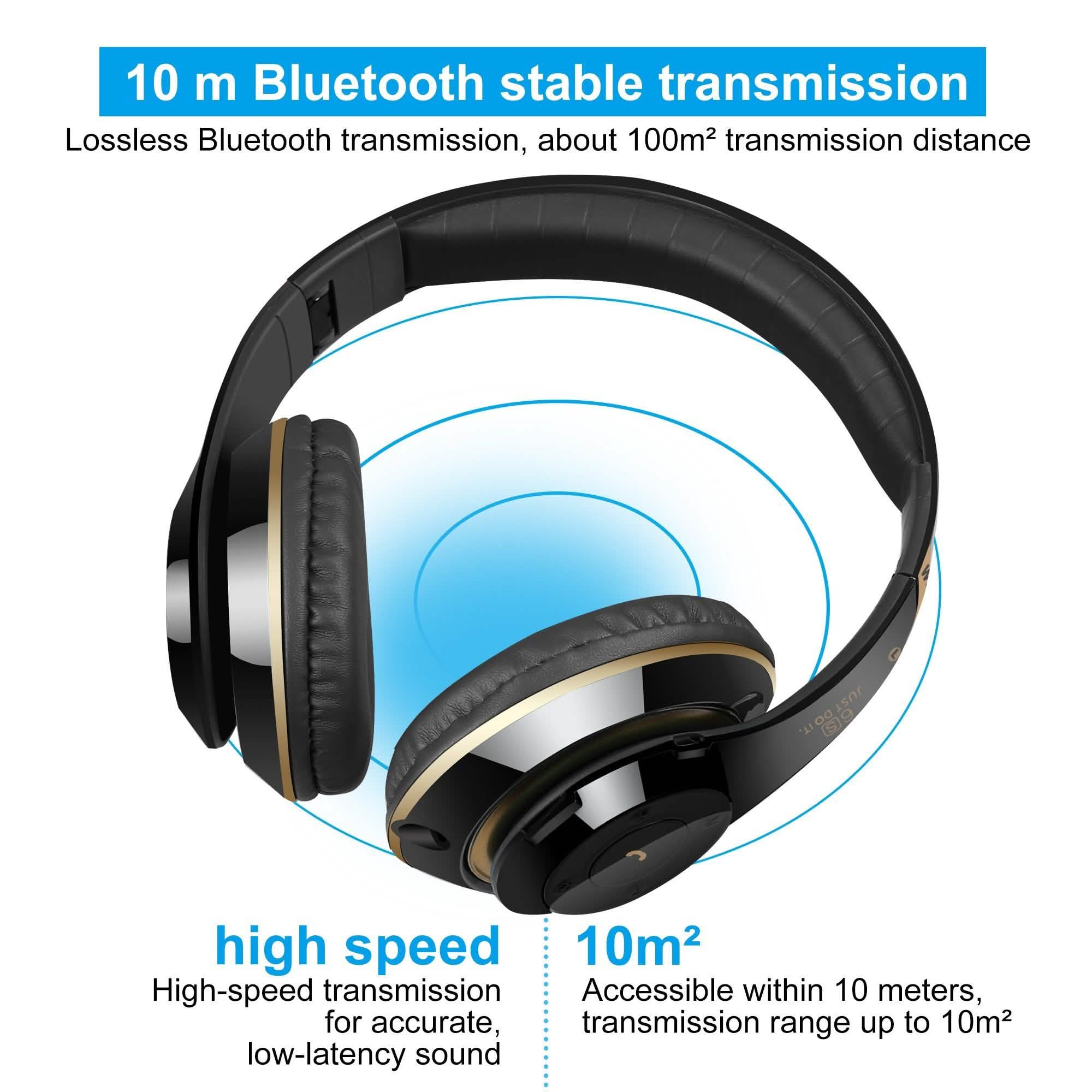 Wireless Bluetooth Headphones Stereo Heavy Bass Earphones Over the Ear Headset Headphones & Audio - DailySale