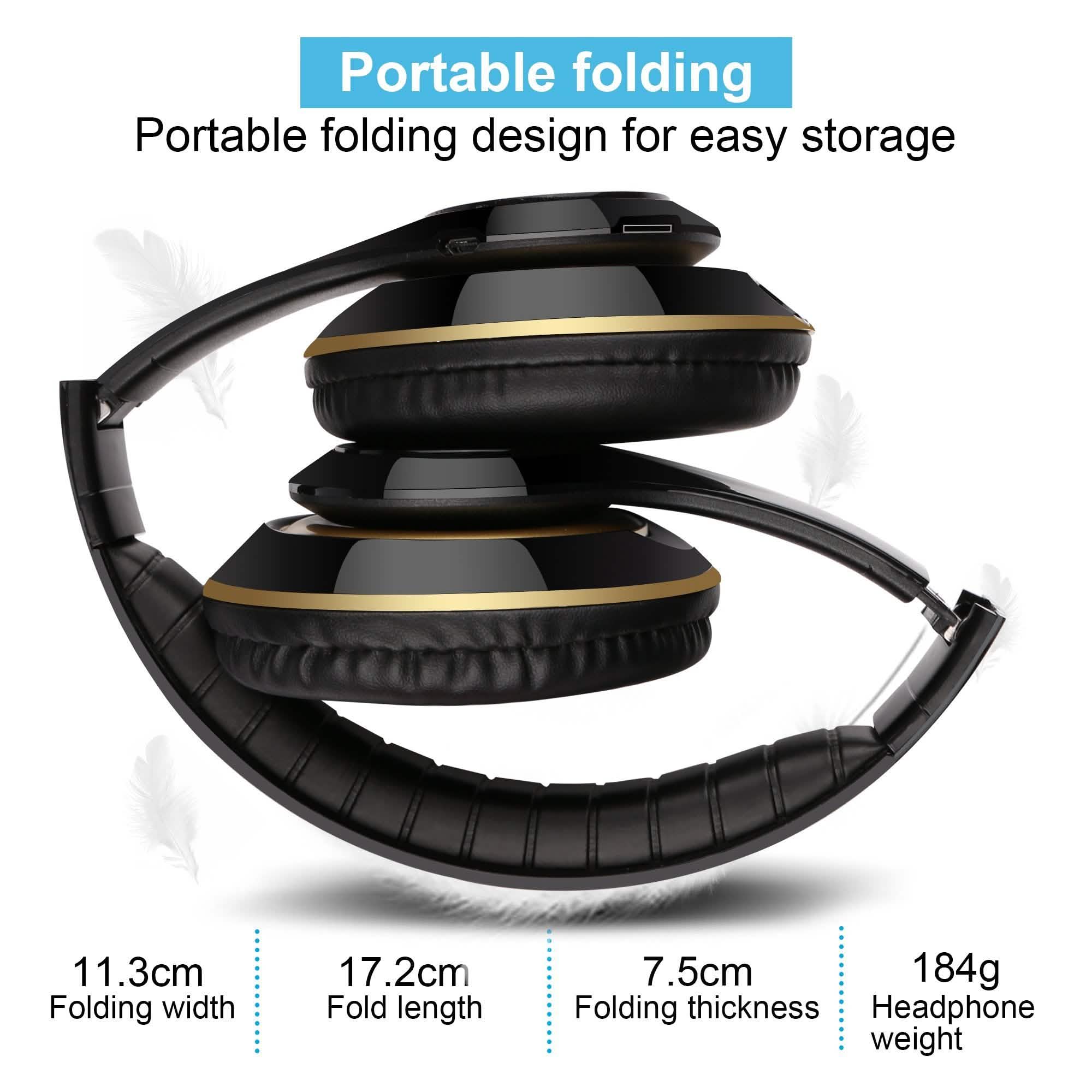 Wireless Bluetooth Headphones Stereo Heavy Bass Earphones Over the Ear Headset Headphones & Audio - DailySale