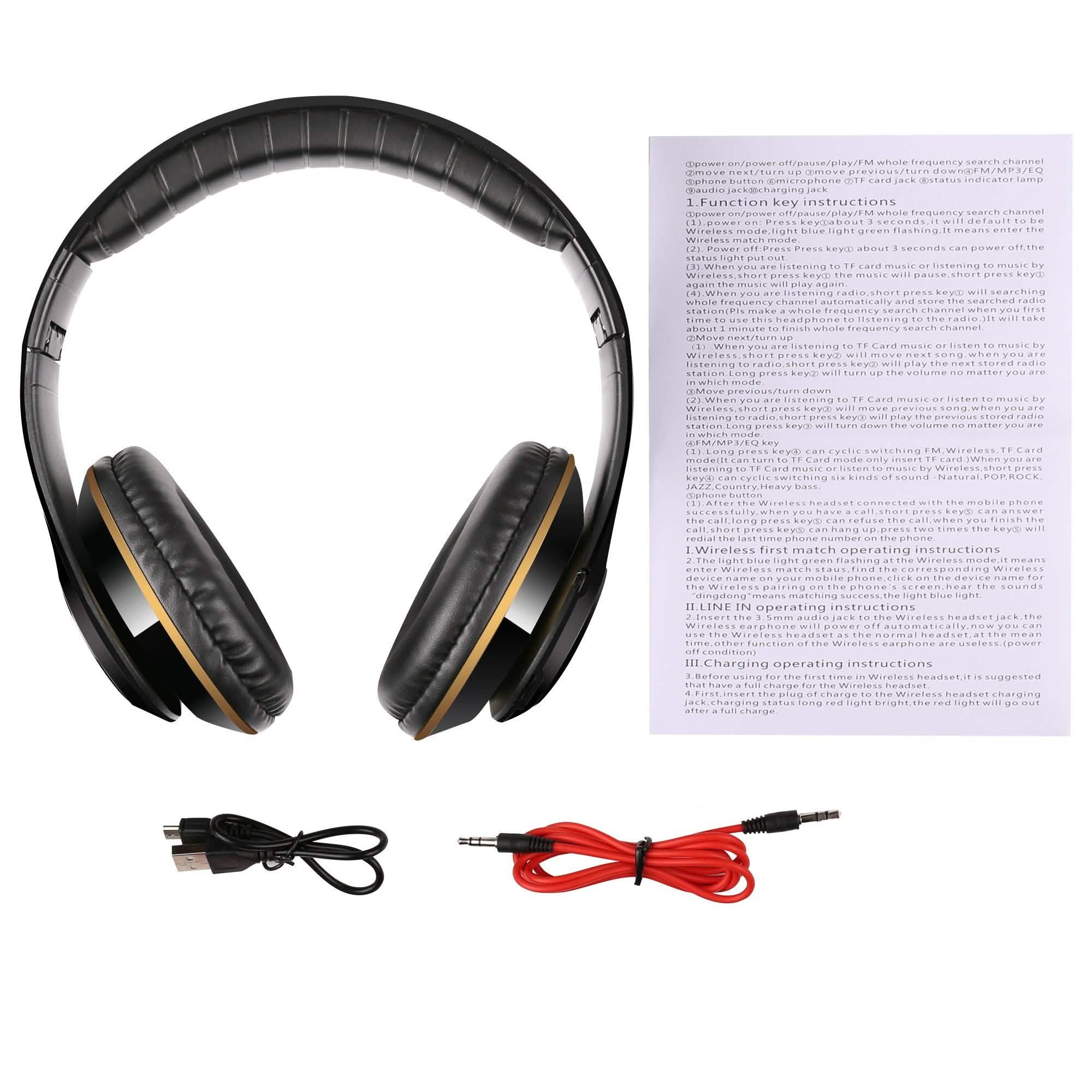 Wireless Bluetooth Headphones Stereo Heavy Bass Earphones Over the Ear Headset Headphones & Audio - DailySale