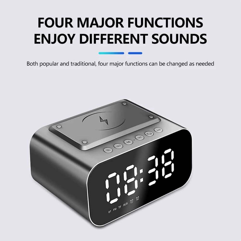 Wireless Charger Alarm Clock Bluetooth Speaker LED Smart Digital Clock Mobile Accessories - DailySale