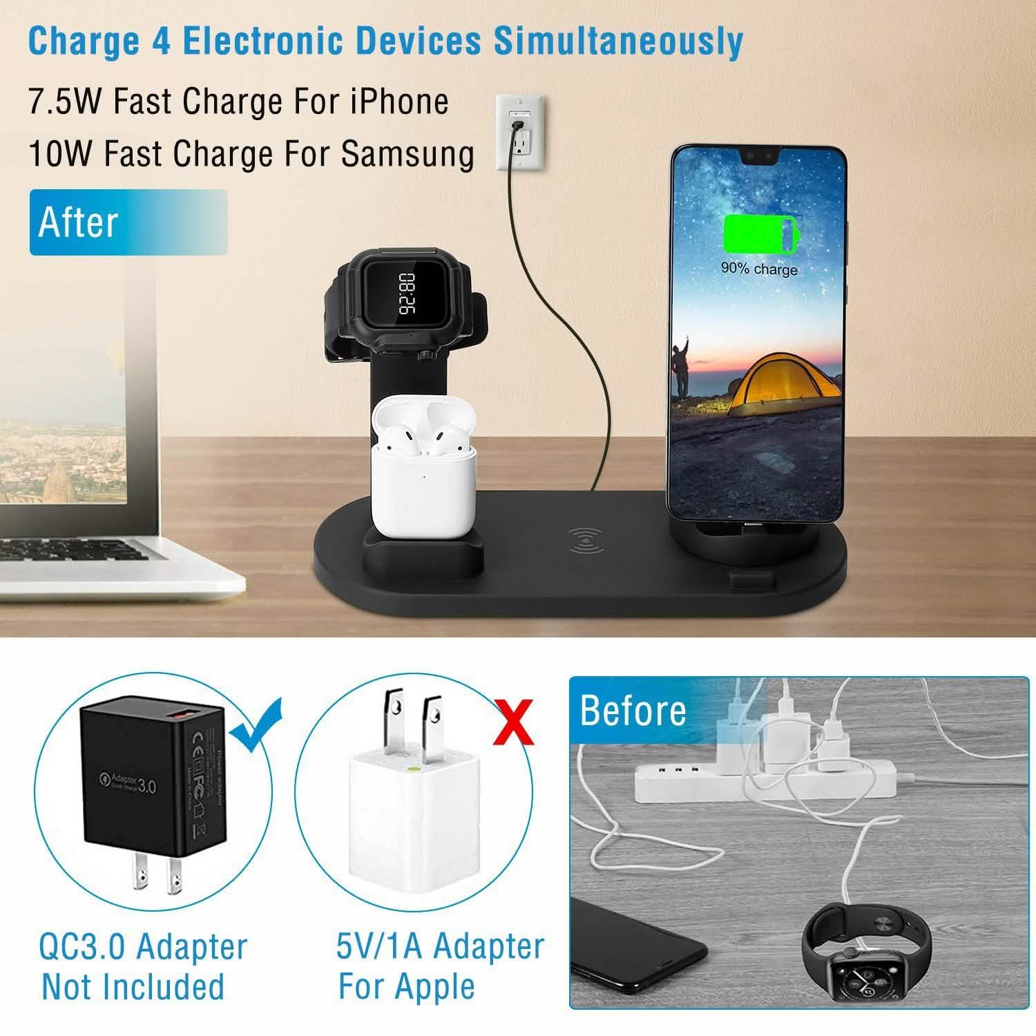 Wireless Charger Dock 4-in-1 10W Mobile Accessories - DailySale