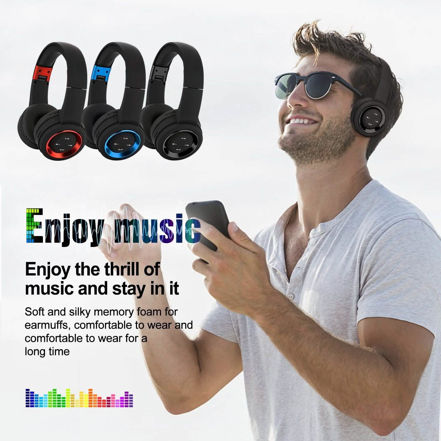 Wireless Headphones Bluetooth Headset Noise Cancelling Over Ear With Microphone Headphones & Audio - DailySale