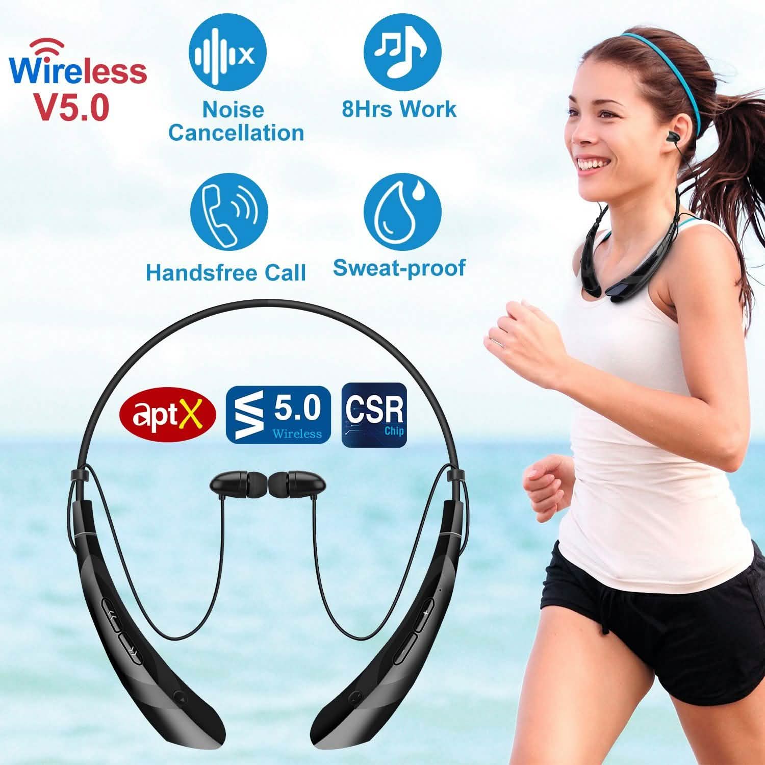 Wireless Neckband Headphones V 5.0 Sweat-proof Sport Headsets Headphones & Audio - DailySale