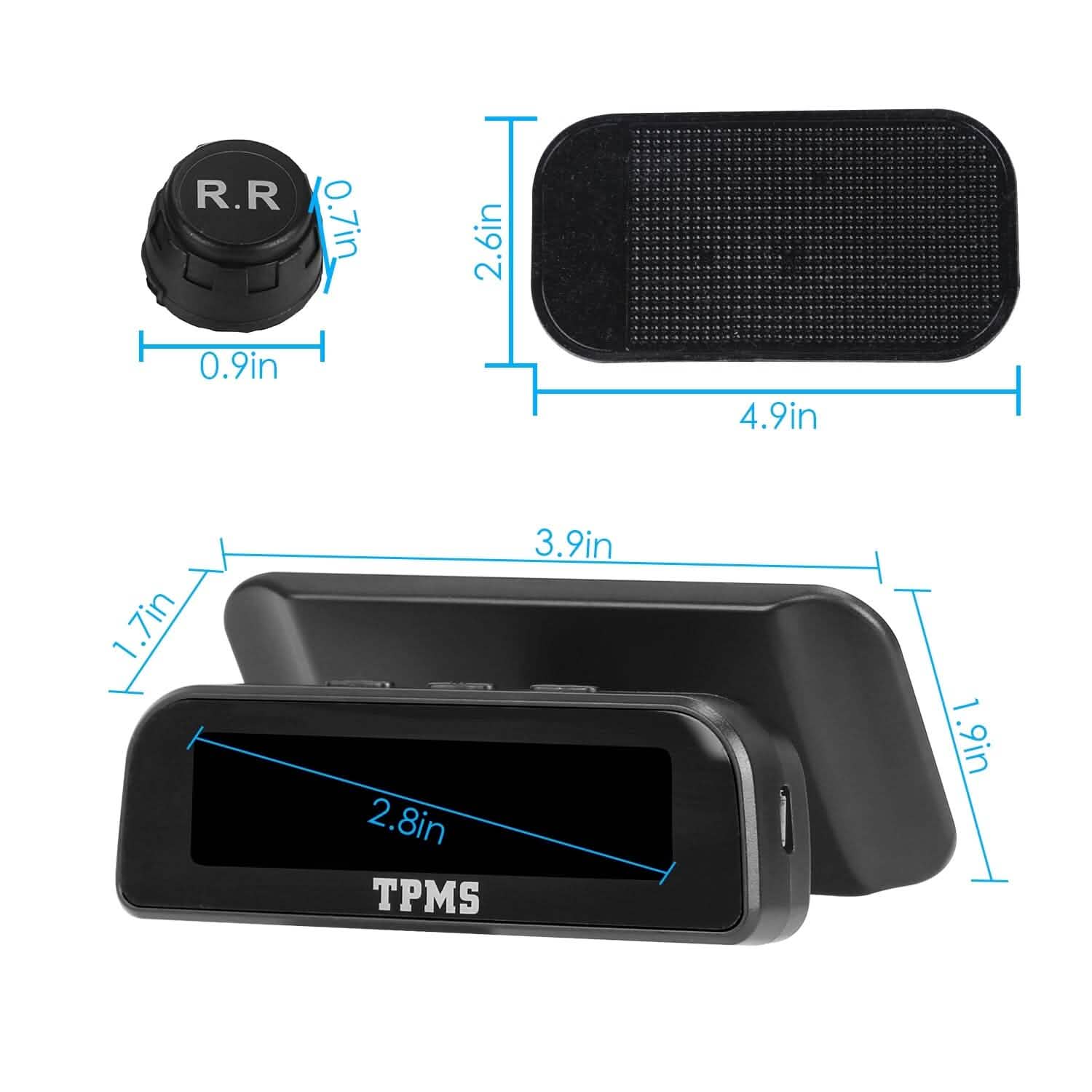 Wireless Solar Car Tire Pressure Monitoring System Auto Tire Pressure with Sensors Temperature Alarm Automotive - DailySale