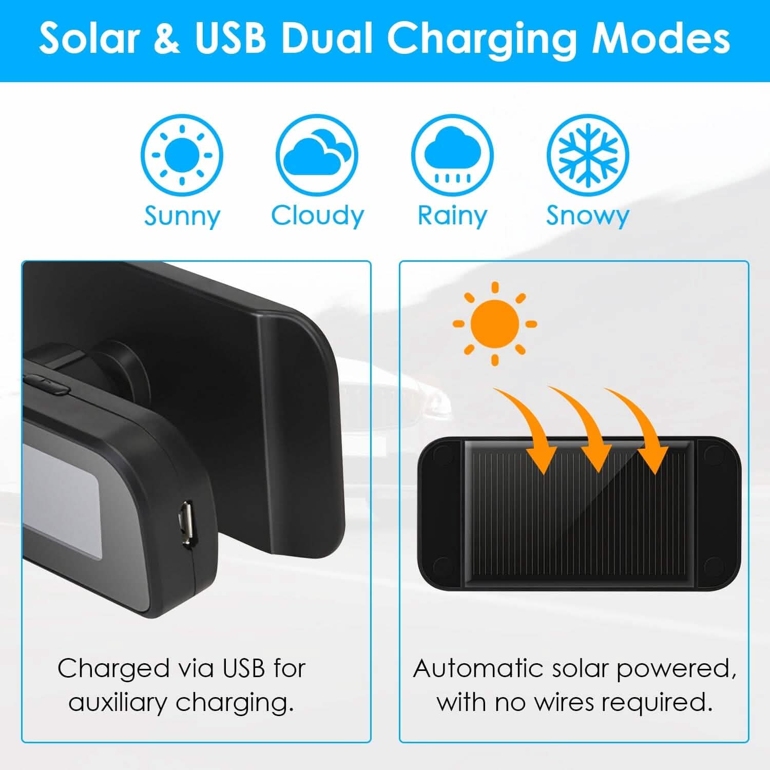 Wireless Solar Car Tire Pressure Monitoring System Auto Tire Pressure with Sensors Temperature Alarm Automotive - DailySale