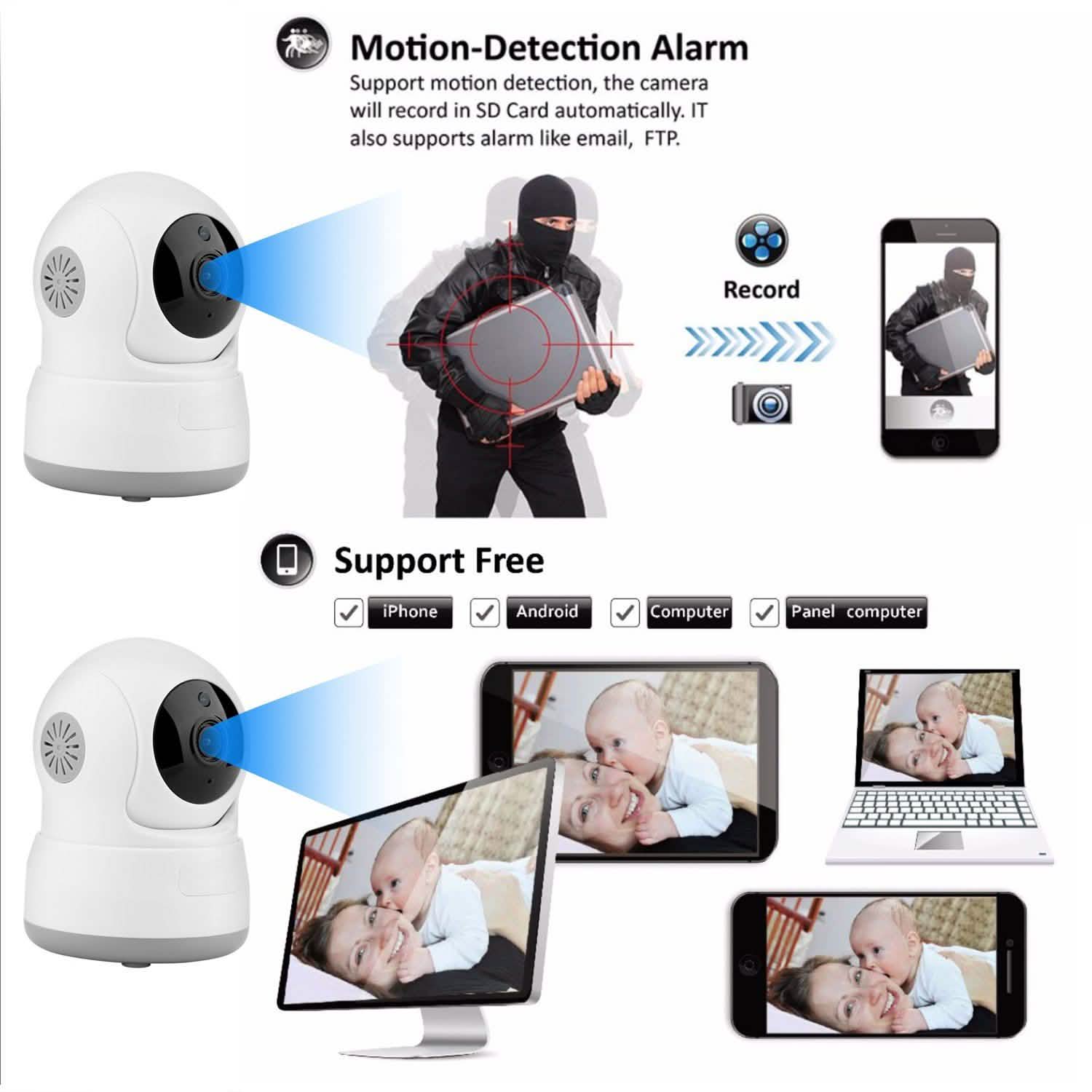 Wireless WIFI Pan Tilt HD Security Network Indoor CCTV IP Camera Night Vision Camera, TV & Video - DailySale