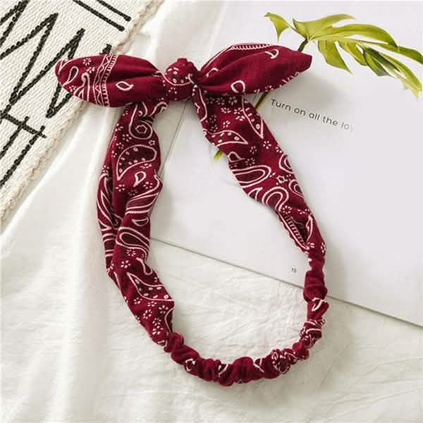 Women Fashion Sweet Retro Print Headbands Women's Accessories Wine Red - DailySale