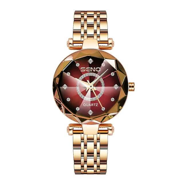 Women Golden and Silver Classic Quartz Watch Women's Shoes & Accessories Red - DailySale
