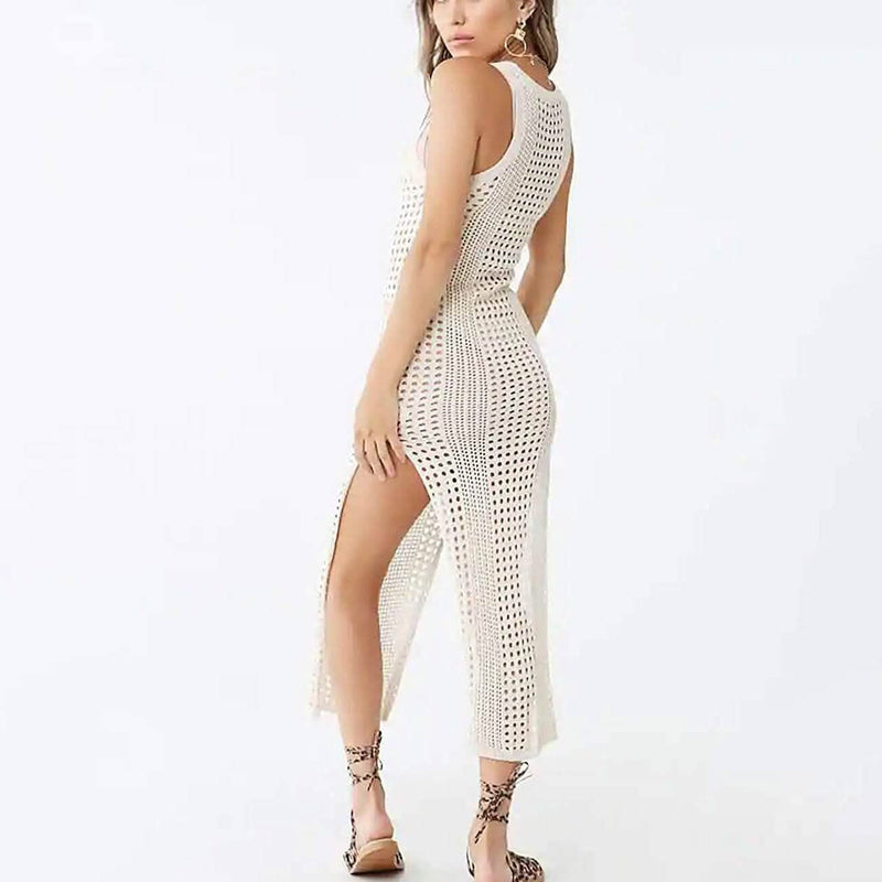 Women Hollow Out Sleeveless Bikini Swimsuit Side Split Long Beach Dresses Women's Swimwear & Lingerie - DailySale
