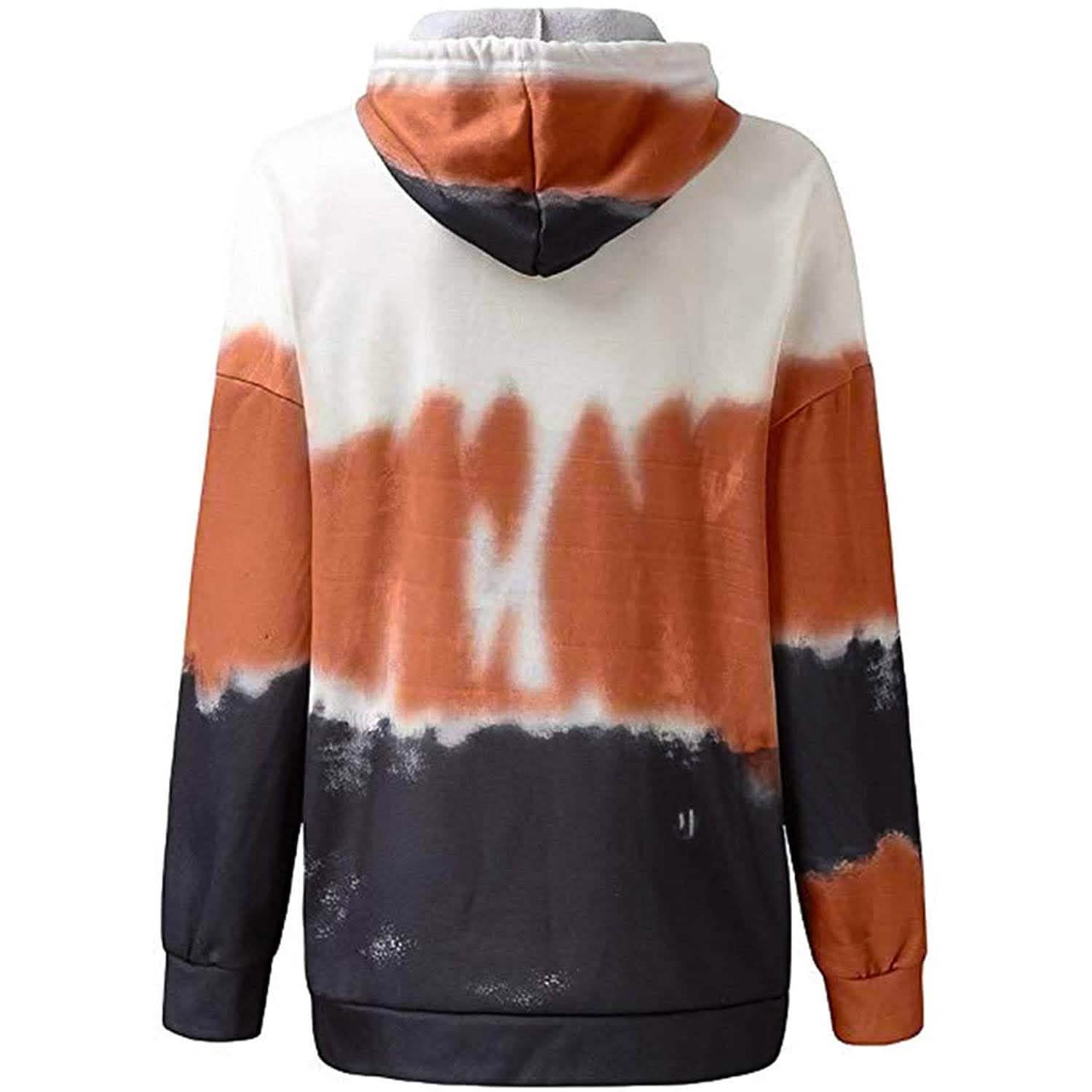 Women Hoodies Tops Tie Dye Printed Long Sleeve Drawstring Pullover Sweatshirts with Pocket Women's Tops - DailySale