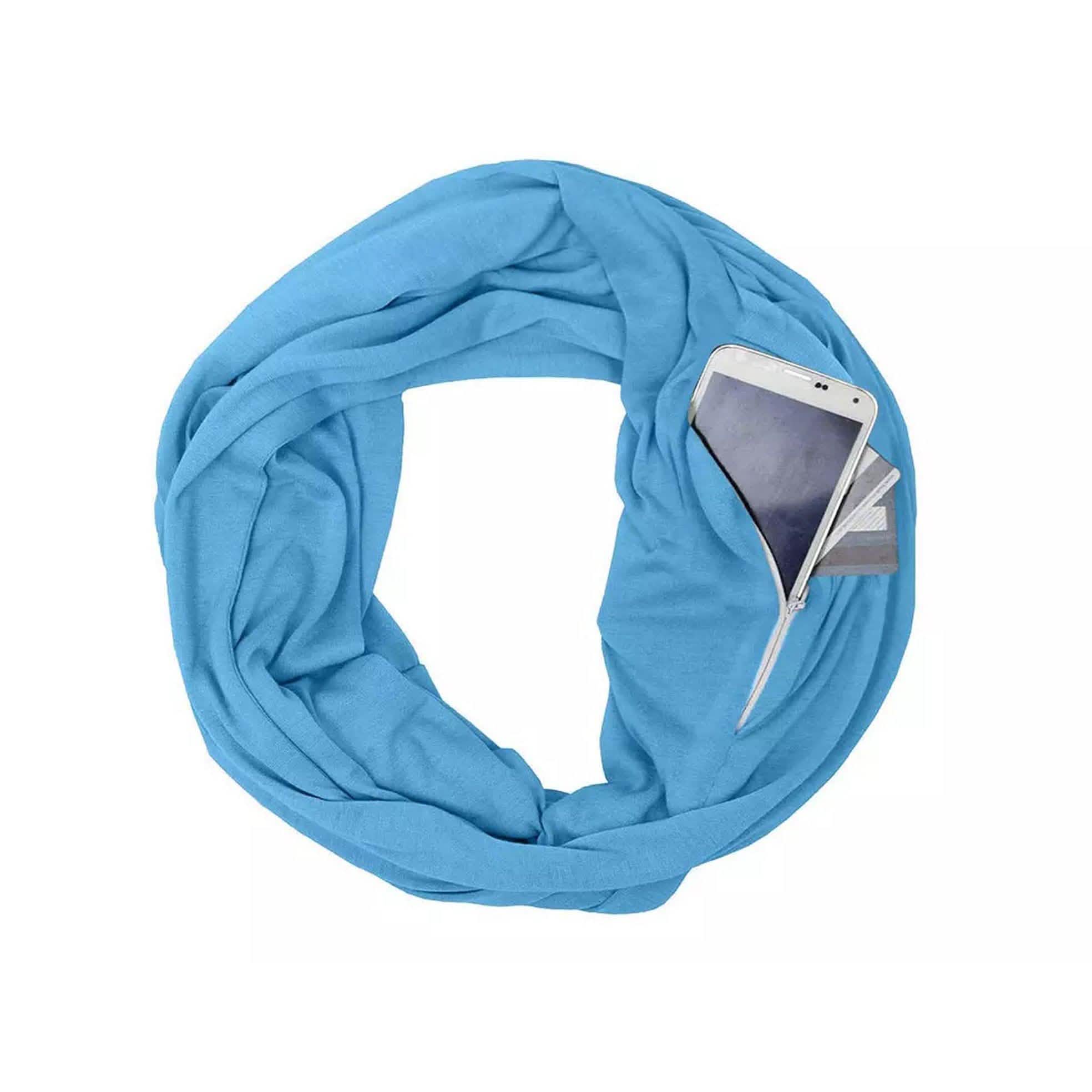 Women Lightweight Infinity Scarf With Pocket Loop Zipper Women's Shoes & Accessories Blue - DailySale