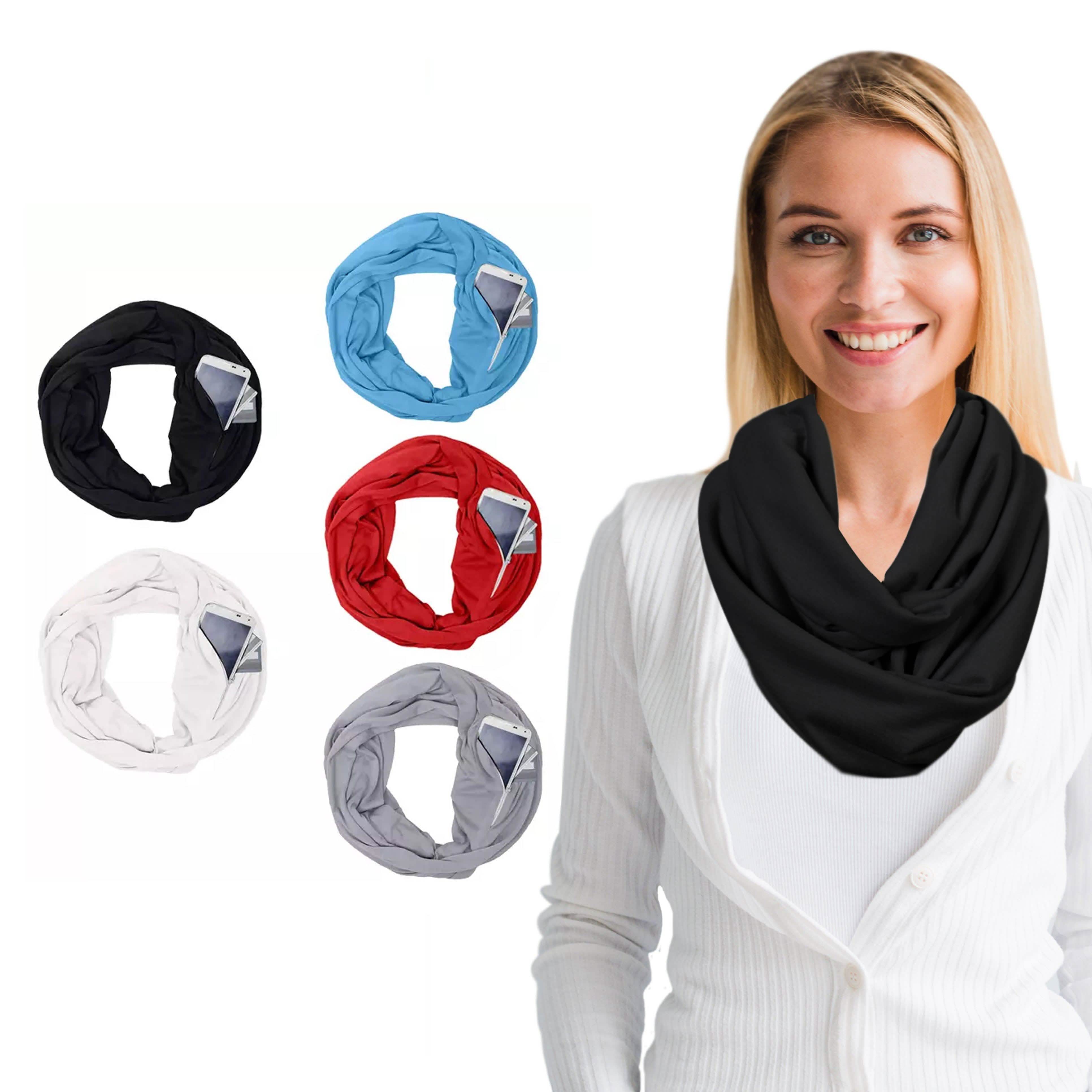 Women Lightweight Infinity Scarf With Pocket Loop Zipper Women's Shoes & Accessories - DailySale