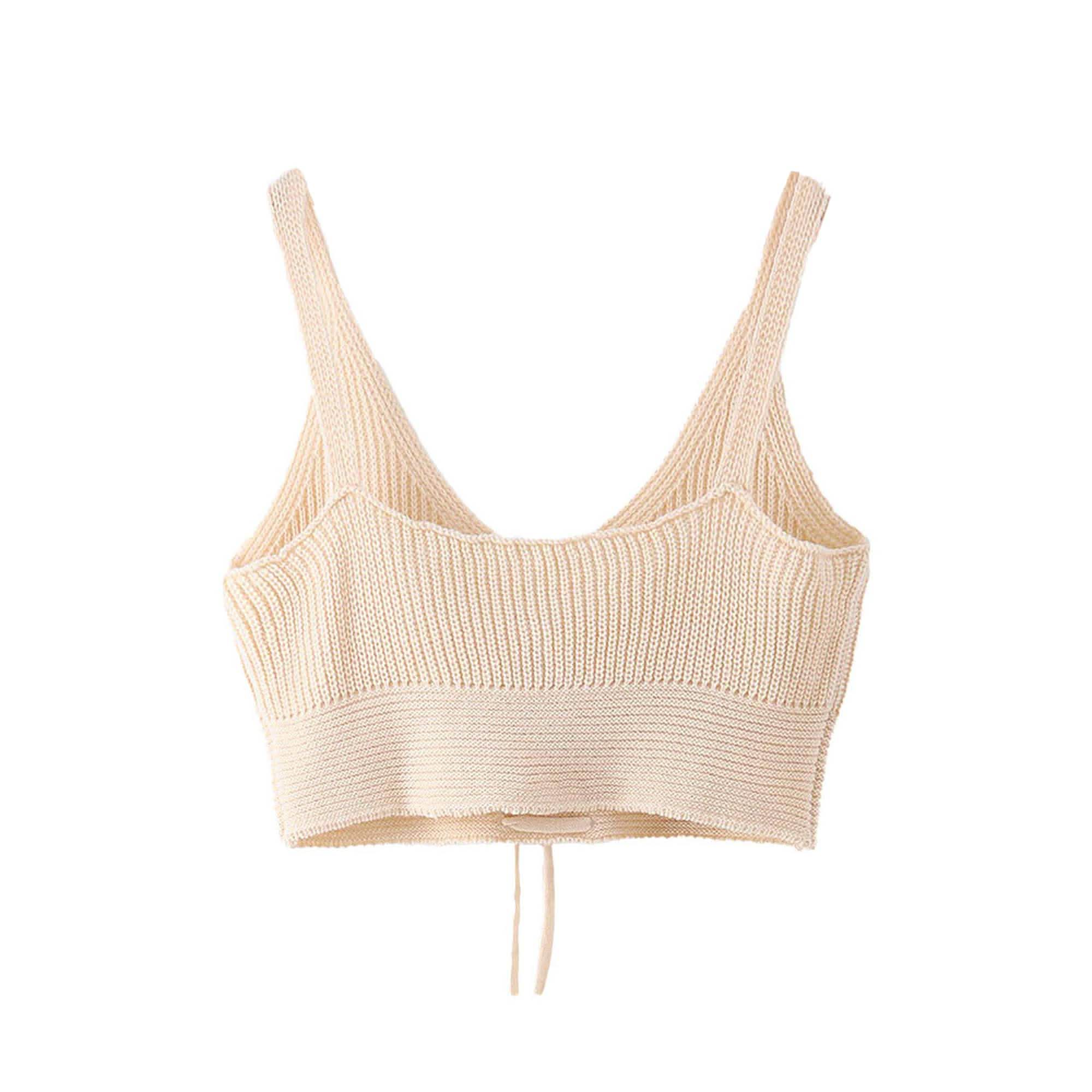 Women Sleeveless Lace Up Knitted Cami Tank Top Sexy Loose Crop Tops Blouse Women's Clothing - DailySale