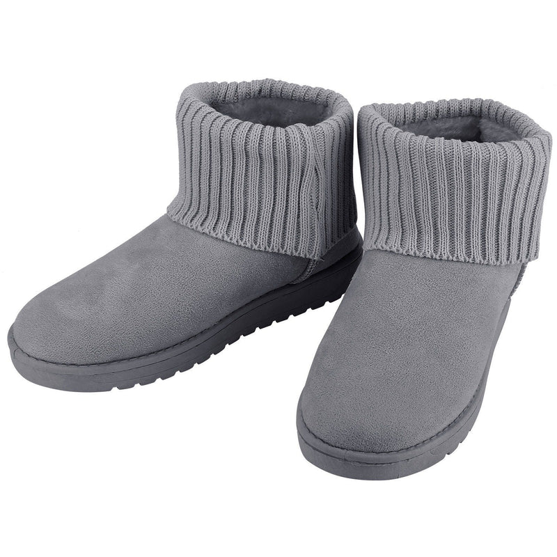 Women Suede Mid-Calf Snow Boot with Anti-slip Rubber Base