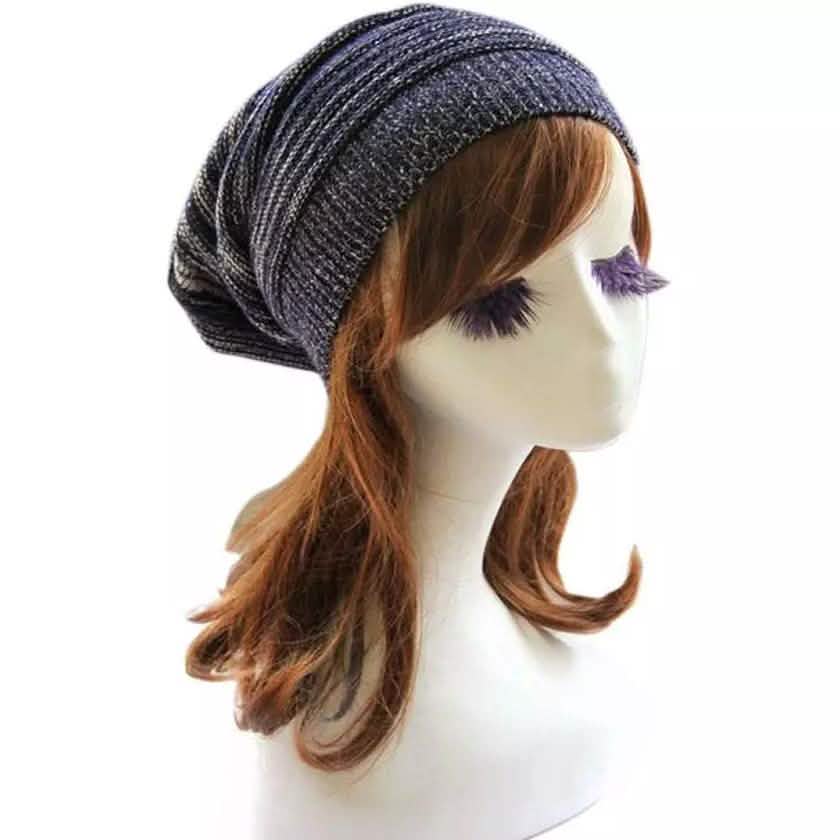 Women Winter Baggy Beanie Oversized Knitted Crochet Ski Hat Slouch Cap Women's Shoes & Accessories Black/White - DailySale