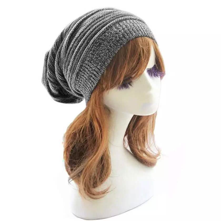 Women Winter Baggy Beanie Oversized Knitted Crochet Ski Hat Slouch Cap Women's Shoes & Accessories Dark Gray - DailySale