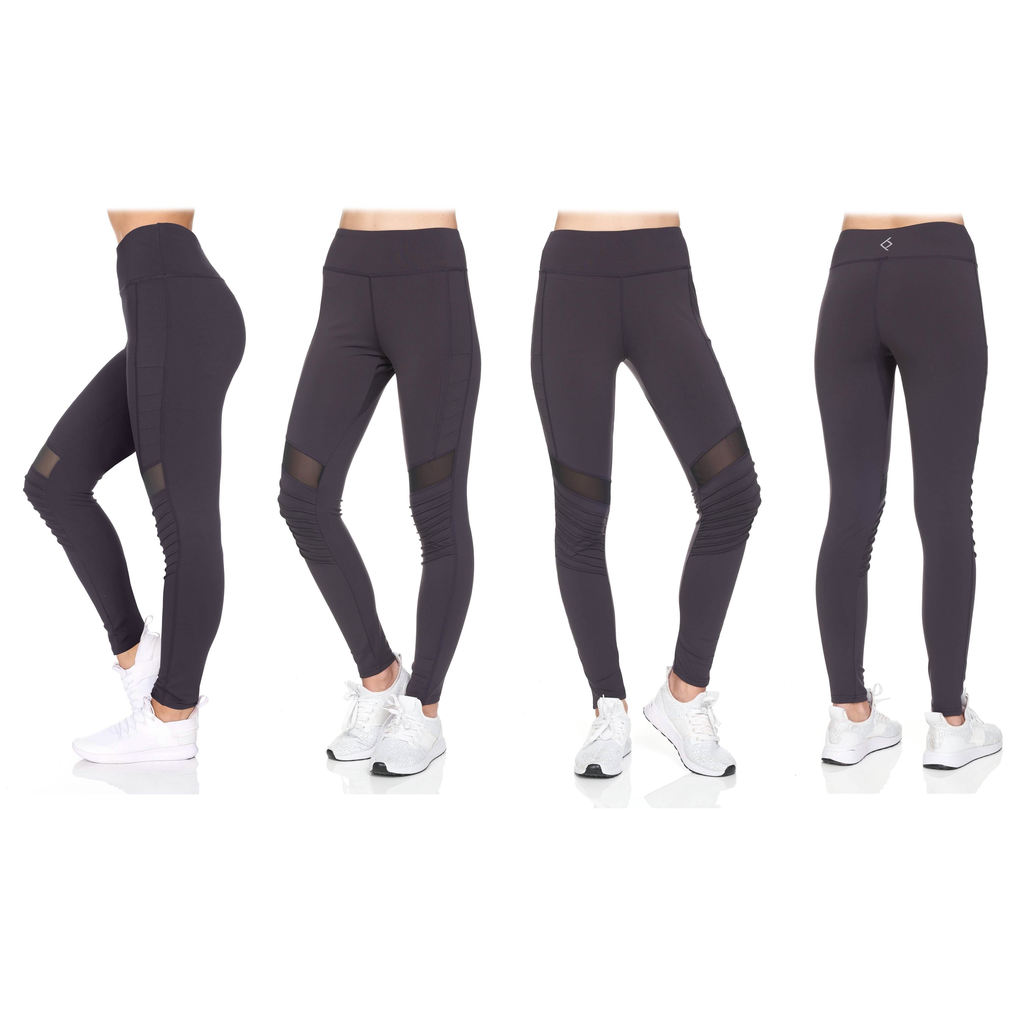 Women's 2-Pack Women's High Waist Active Full Length Leggings with Motto Women's Clothing - DailySale