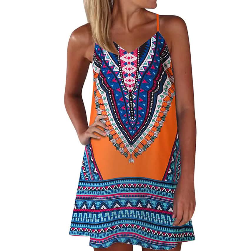 Woman with hand on her hip, wearing an A-Line Short Mini Sleeveless Dress in blue, available at Dailysale