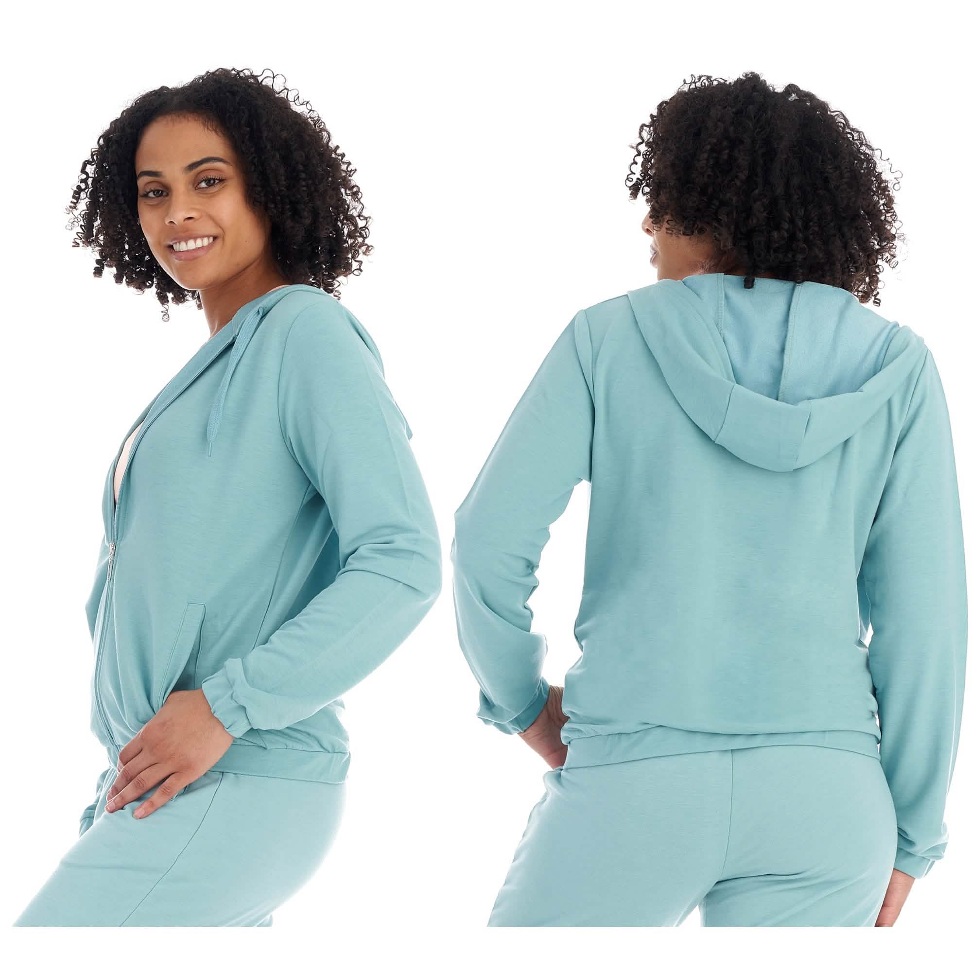 Women's Athleisure French Terry Fleece Hoodie Sweatshirt Women's Outerwear Light Blue S - DailySale