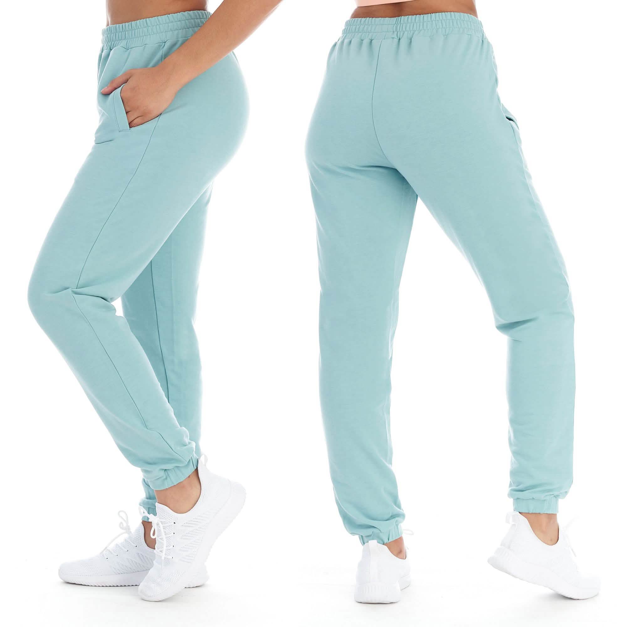 Women's Athleisure French Terry Fleece Jogger Sweatpants Women's Bottoms Light Blue S - DailySale