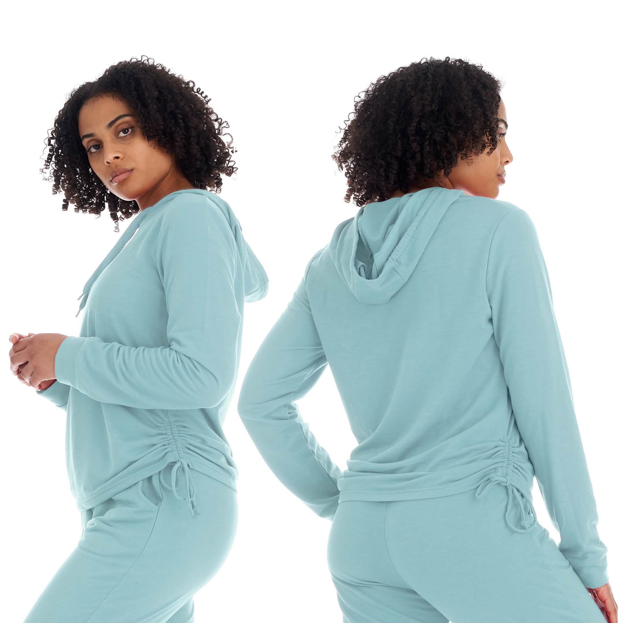 Women's Athleisure French Terry Fleece Pullover Hoodie Sweatshirt Women's Outerwear Light Blue S - DailySale