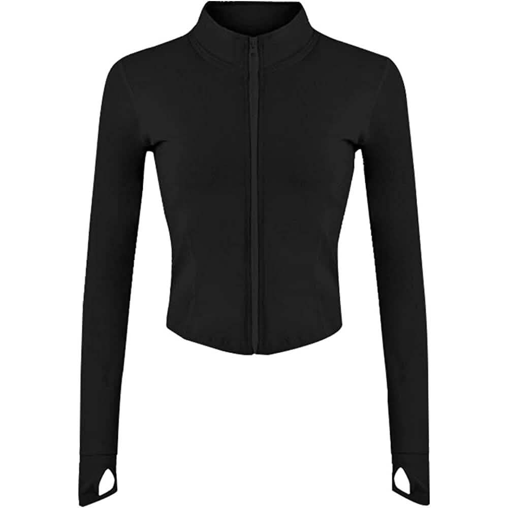 Women's Athletic Full Zip Lightweight Workout Jacket Women's Outerwear Black S - DailySale
