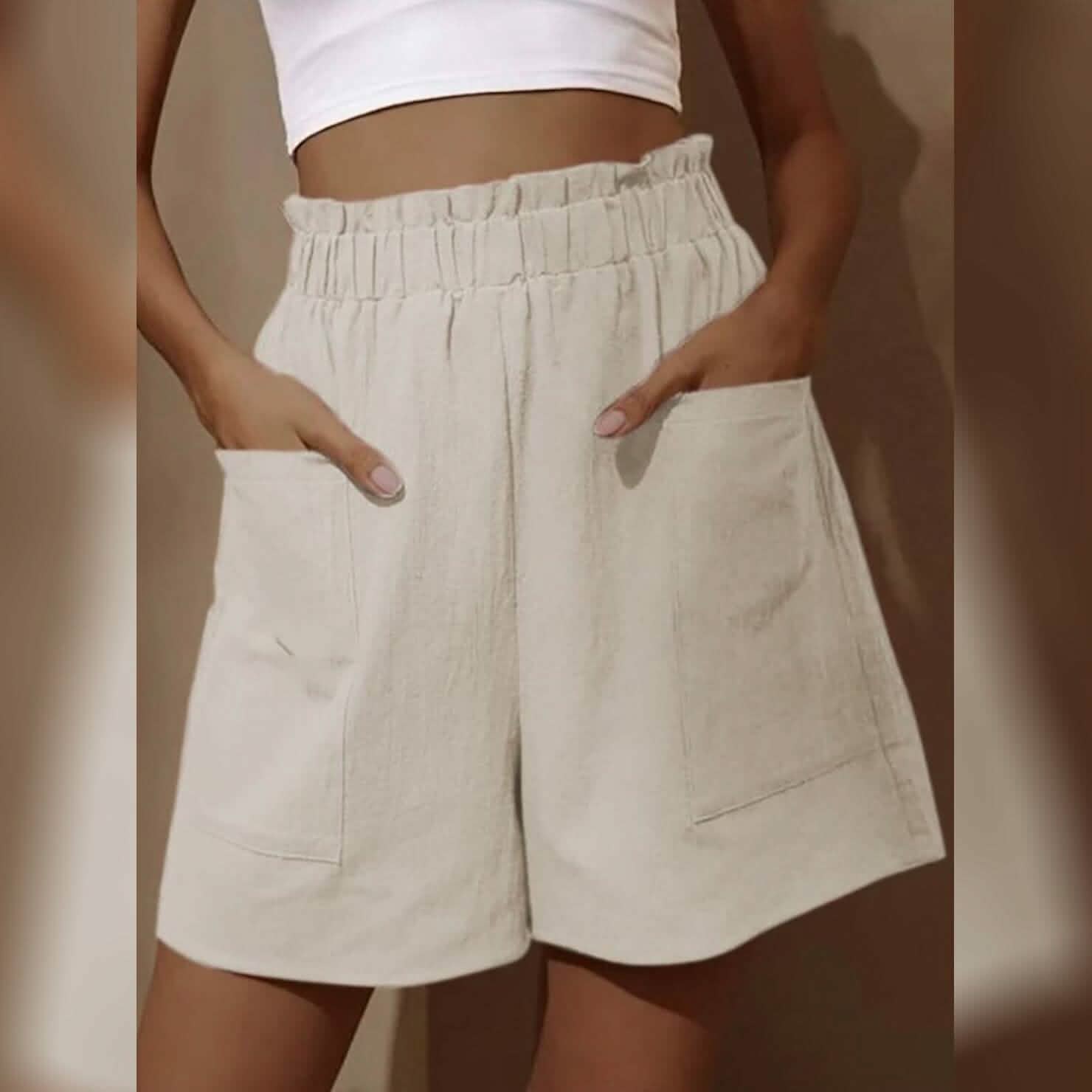 Women's Basic Essential Casual/Sporty Wide Leg Bermuda Shorts Women's Bottoms Beige S - DailySale