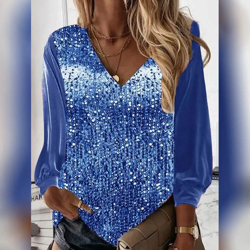 Women's Blouse Shirt Long Sleeve Women's Tops Blue S - DailySale