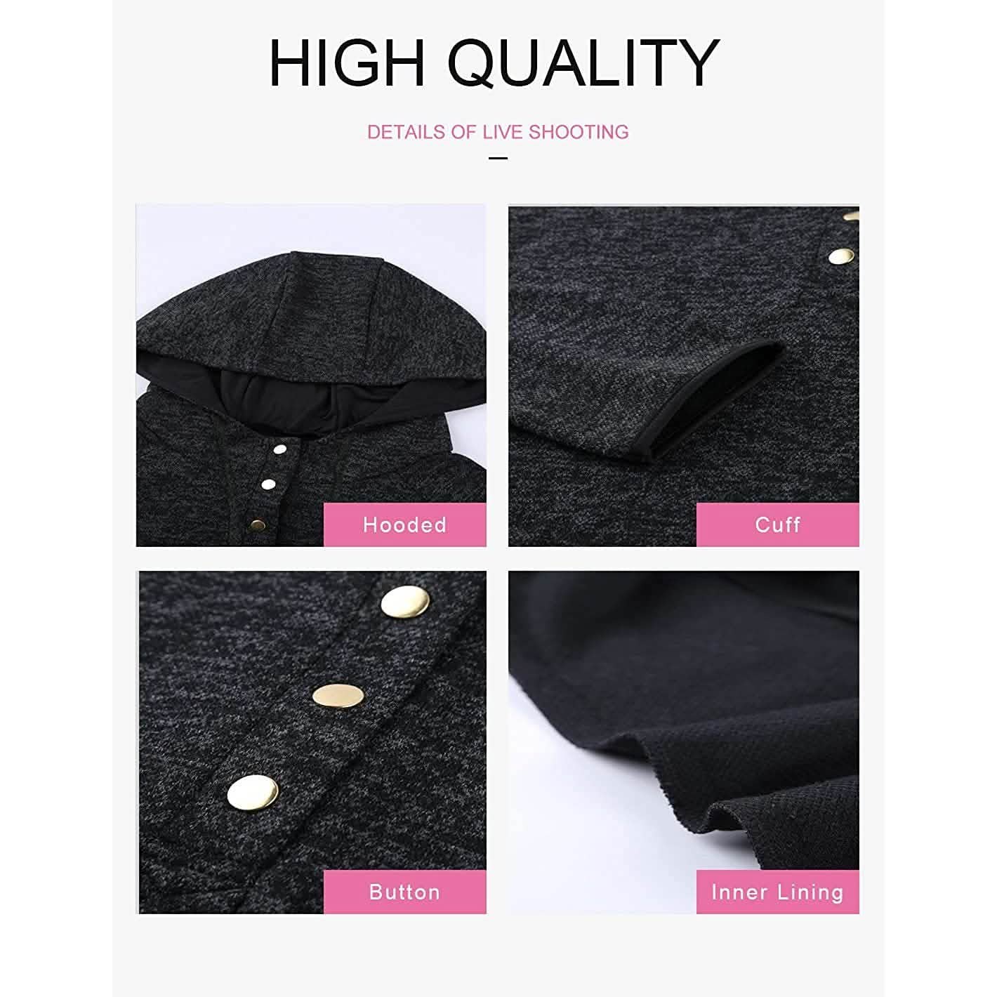 Womens Button Collar Drawstring Stitching Sweatshirts Hoodies Pullover Women's Tops - DailySale
