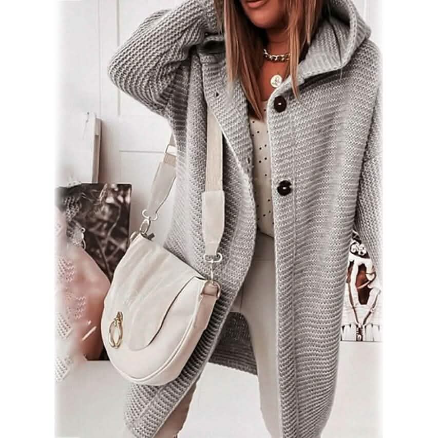 Women's Button Knitted Cardigan Sweater Women's Outerwear Gray S - DailySale
