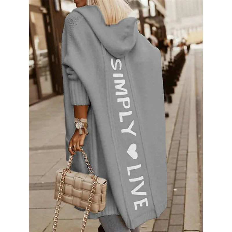 Women's Cardigan Knitted Letter Personalized Stylish Casual Long Sleeve Women's Outerwear Gray S - DailySale