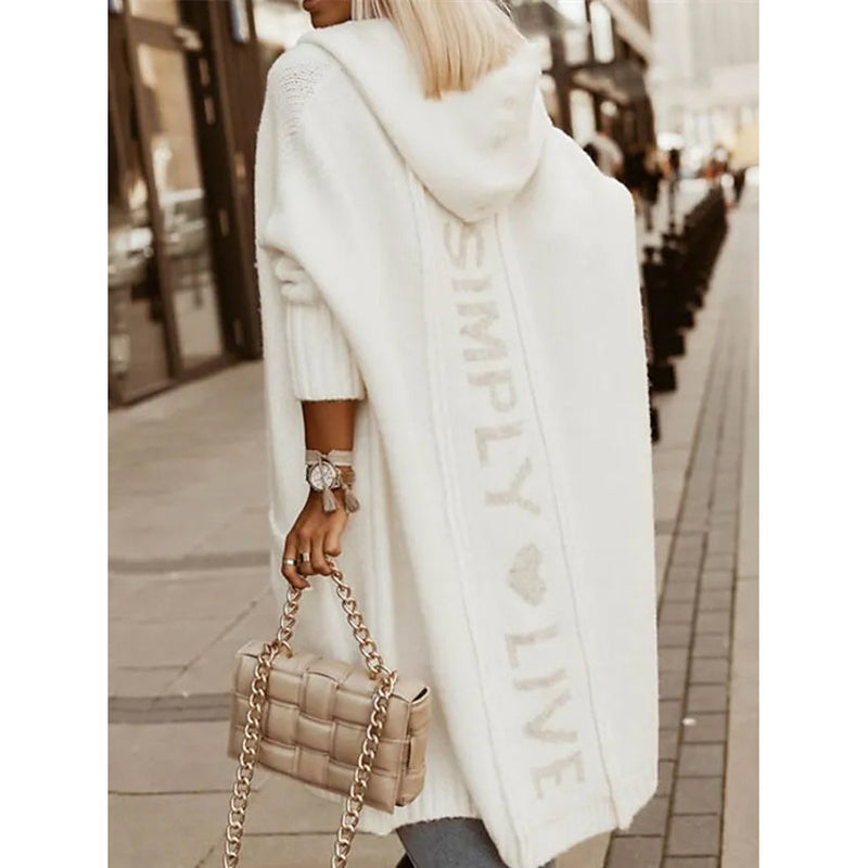 Women's Cardigan Knitted Letter Personalized Stylish Casual Long Sleeve Women's Outerwear White S - DailySale