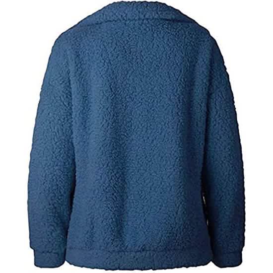 Women's Casual Lapel Fleece Fuzzy Faux Shearling Zipper Coat Women's Outerwear - DailySale